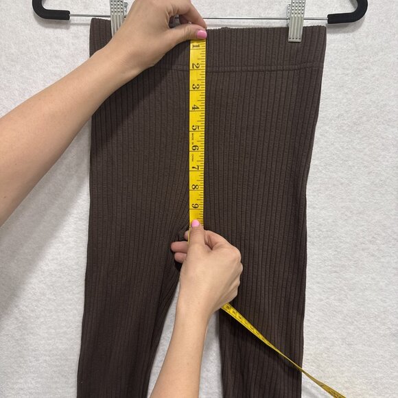 James Street Co Pants Womens Small Brown Ribbed Flare Split Hem Tencel Spandex - Picture 4 of 9